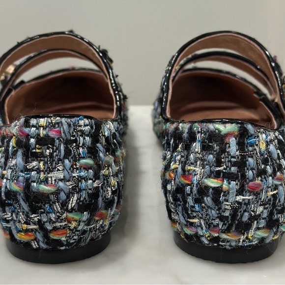 Women's Black Tweed Mary Jane Shoes - Picture 4 of 7